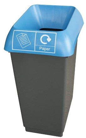 Chabrias Ltd 50 Litre Recycling Waste Bin With Lid & Logo Sticker Included (Blue Lid & Paper Logo)