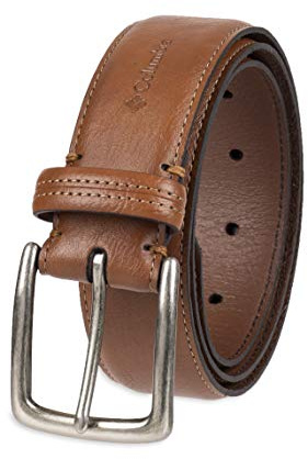 Columbia Men's Trinity Logo Belt-Casual Dress with Single Prong Buckle for Jeans Khakis