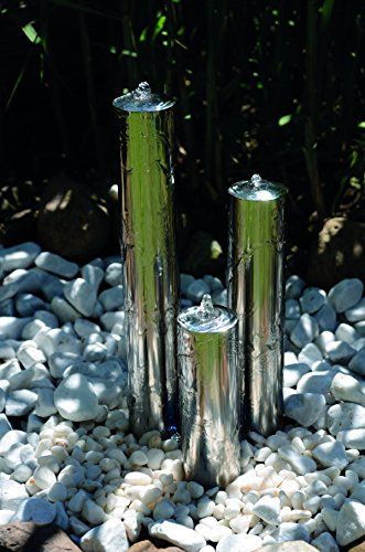 Köhko 77 cm Springbrunnen 22004 aus gebürstetem Edelstahl mit LED-Beleuchtung Säulenbrunnen