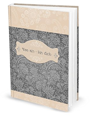 Dagbok anteckningsbok blanko-bok från MIR FÖR DIN A5 FLORAL kärleksbok själv skriva ge egen kärlekshistoria vintage grå beige present-bok kärlek