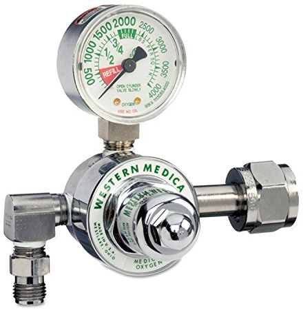 Western Enterprises M1-540-P M1 Series Preset Pressure Gauge Regulators, Oxygen, CGA540 Nut/Nipple, 3,000 psi