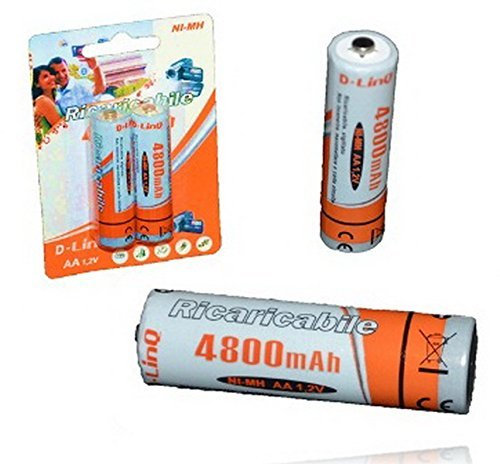 Pile batterie ricaricabili STILO set da 2 pezzi 4800 mah 1,2 v ni-hm blisterate