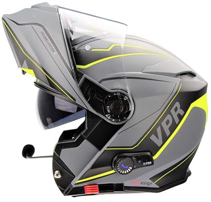 ViPER RSV171 Bluetooth Flip up Motorcycle Motorbike Bike Crash Helmets With Drop-Down Sun Visor Helmet ECE 22.06 Approved Unisex Adult Racing Touring Cruising Bike Wear