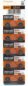 Maxell Batteries LR44 (A76&comma AG13) Alkaline Button Size Battery&comma On Tear Strip(Counts 10)