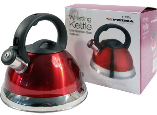 3.5L Lightweight Red Stainless Steel Whistling Kettle For Gas Electric Hobs New