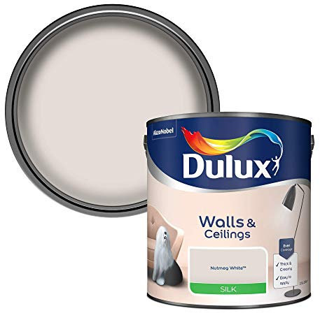 Dulux Silk Emulsion Paint For Walls And Ceilings - Nutmeg White 2.5 Litres