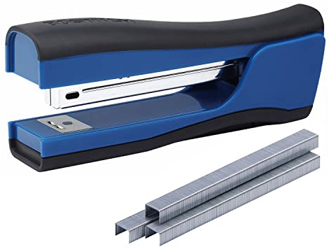 Bostitch Office Dynamo 4 in 1 Standup Stapler, Includes 420 Staples, 20 Sheet Capacity, Integrated Pencil Sharpener, Staple Remover & Staple Storage, Blue