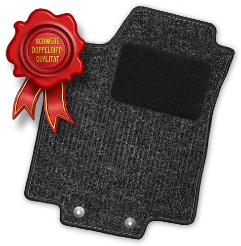 Bär-AfC Auto Fußmatten Doppelrippe passend für BMW 3er F30 F31 ab 2012, Autoteppiche Nadelvlies Anthrazit, Rand Kettelung Anthrazit, Set 4-teilig, BM05064