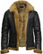 Brandslock Herren-Bomberjacke aus echtem Lammfell/Schafsleder, Pilotenjacke, B3-WWII-Fliegerjacke, Cockpit, dicke Wolle innen Gr. L, braun