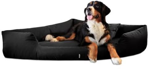 tierlando® Orthopädisches Hundebett Trivia aus Robustem Polyester, Platzsparendes Dreieckbett mit Visco-Matratze, Größe: 120x120cm | Farbe: 03 Schwarz
