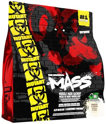 MUTANT MASS – Protéines en poudre pour prise de masse Mélange de protéines de lactosérum et de caséine pour boissons, shakes et smoothies péri-entraînement riches en calories Cookies crème 2,27 kg