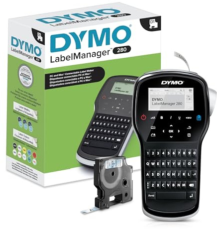 DYMO Label Maker, LabelManager 280 Rechargeable Portable Label Maker, Easy-to-Use, One-Touch Smart Keys, QWERTY Keyboard, PC and Mac Connectivity, for Home & Office Organization