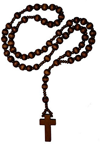 Soul-Cats Rosenkranz aus Holz in DREI versch. Farben braun schwarz Holzperlen Kette Kreuz, Farbe:Dunkelbraun