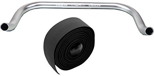 Bullhorn Fixie Singlespeed styre silver med styrband (svart, 440 millimeter)