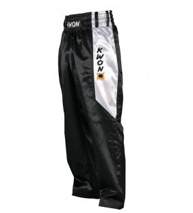 KWON Kickboxing Hose Satin, Schwarz/Weiß Kwon 140 cm