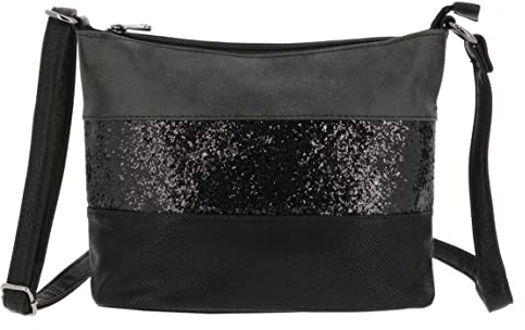 Gallantry - Sac Bandoulière Femme Paillettes Elégant - Sacoche Messenger Porté Epaule Tendance Multicolore Souple - Besace Sac Soirée Mariage Strass Brillant Léger - Chic Mode - Noir