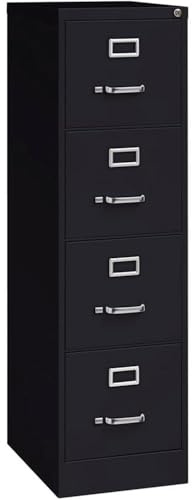 Scranton & Co 22 4-Drawer Metal Letter Width Vertical Filing Cabinet in Black, Lockable, Sturdy Steel Construction, Office or Home Use, Durable Letter Size File Storage