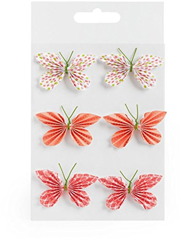 Rayher 60587212 Deko-Sticker: Papier-Schmetterlinge, 5x3cm, m.Klebepun