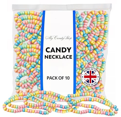 Candy Necklace/Sweet Necklace Pack of 10 - Packed in a Resealable Bag - Ideal Treat or Gift for Parties, Weddings or Christmas