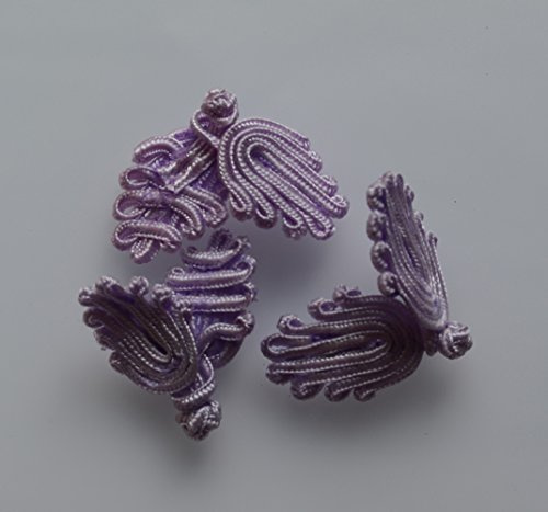 Lyracces Small Fabric Palmate Nylon Handmade Sewing Fasteners Chinese Closure Knot Cheongsam Frog Buttons (100pair 85mm 3 1/3In, Lilac)