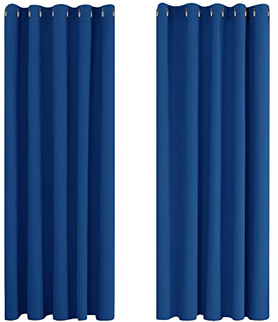 Deconovo Super Soft Bedroom Blackout Curtains Thermal Insulated Eyelet Curtains for Kids 66 x 72 Inch Blue 2 Panels