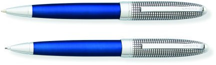 Cross Hamilton Kugelschreiber- und Bleistift-Set, Chrom mit karierter gravierter Kappe und mitternachtsblauem Lackschaft