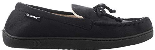 Indoor/Outdoor Microsuede Moccasin Slippers with Memory Foam Comfort and Arch Support