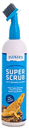 Fluker's Super Scrub Brush & Organic Cleaner for Reptile Terrariums, Ensures Safe & Easy Cleaning, Deodorizes Terrarium