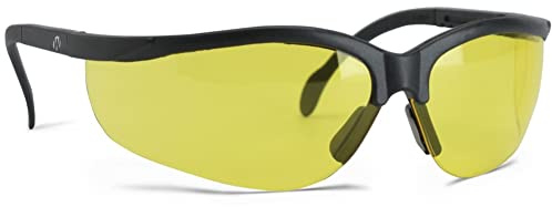 Walker's Sport High-Grade Polycarbonate Lenses Half Frame Soft Rubber Nose Piece Adjustable Safety Shooting Glasses, Yellow