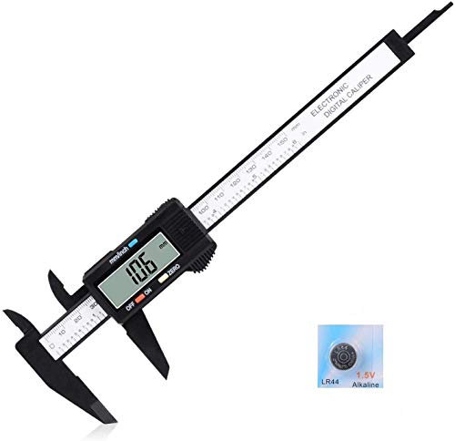 Herramienta de medición de pinza digital, CACHOR 0-6 pulgadas Vernier Caliper - 150 mm Pinza de micrómetro electrónico con pantalla LCD grande, apagado automático, conversión de milímetros en pulgadas