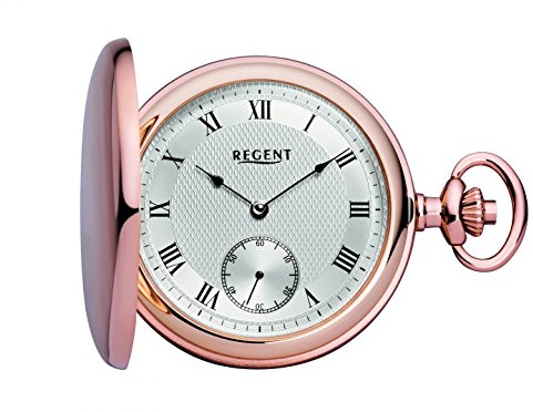 Regent mechanische Taschenuhr mit Sprungdeckel rosé 31874 inkl. Gravur