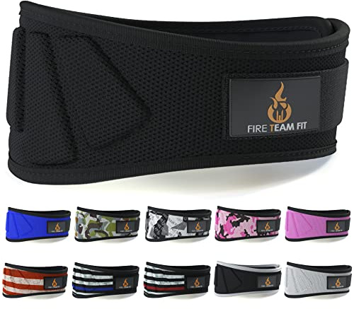 Fire Team Fit Weightlifting Belt, Weight Belt, Weight Lifting Belt for Men and Women, 6 Inch, Back Support for Lifting, Squat and Deadlifting Workout Belt (Black, 32 - 38 Around Navel, Medium)