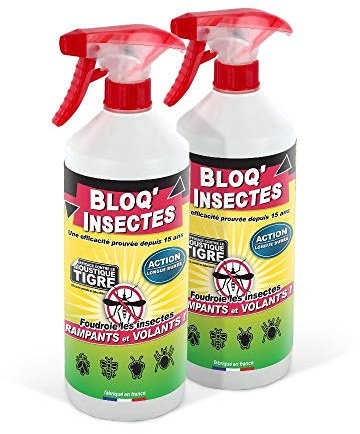 Bloq'Insect barrage aux insectes lot de 2L | Pulvérisateur anti insecte intérieur extérieur | Élimine moustiques,fourmis,mouches
