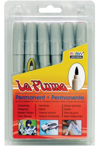 Marvy Uchida Le Plume Alcohol Based Permanent Marker Set, Cool Gray