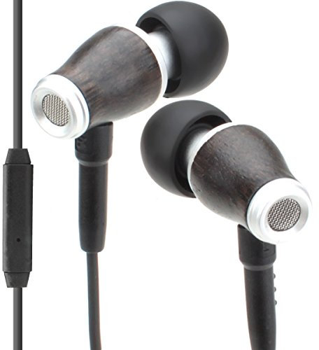 GOgroove Auriculares Intrauditivos de Madera con Micrófono - Carcasas de Madera de Nogal Teal, Aislamiento de Ruido y Diseño Ergonómico, Cable Trenzado Duradero y Controles de Reproducción en Línea