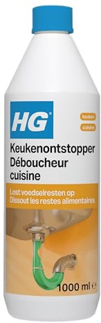 HG Déboucheur Cuisine Naturel - Déboucheur pour Canalisations d'Évier, Sans Danger pour la Fosse Septique (1L)