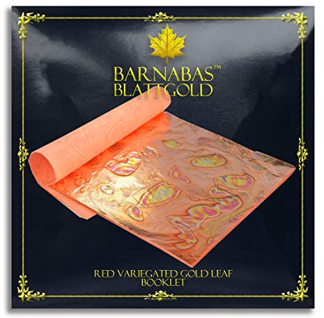 Barnabas Blattgold Variegiertes Blattgold, Farbe Rot [25 Blätter, 5,5 Zoll], Metallfolienblatt für Malerei, Kunst und Handwerk.