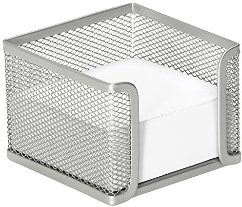 OSCO Wiremesh Memo Pad Holder with 400 Sheets, Desktop Memo Organizer & Note Dispenser, Compact Metal Mesh Desk Accessory for Office, Home & Study, Silver