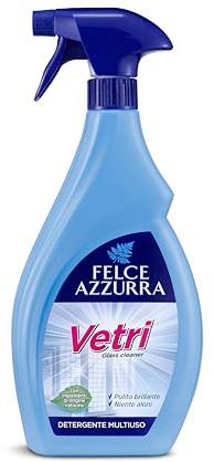 Felce Azzurra - Glasreiniger, streifenfrei, mit klassischem Duft, zur Reinigung von Fenstern und Spiegeln, vielseitig verwendbar für die Reinigung von Haus und Glanz ohne Schlieren, dermatologisch