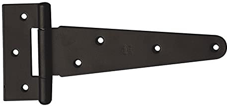 Amig - Bisagra Tipo T Plateada de Acero con Acabado Negro Mate para Puertas Abatibles Lisas de Entrada y Paso, de Interior y Exterior y Armarios - 109 x 75 mm - Montaje Fácil y Rápido