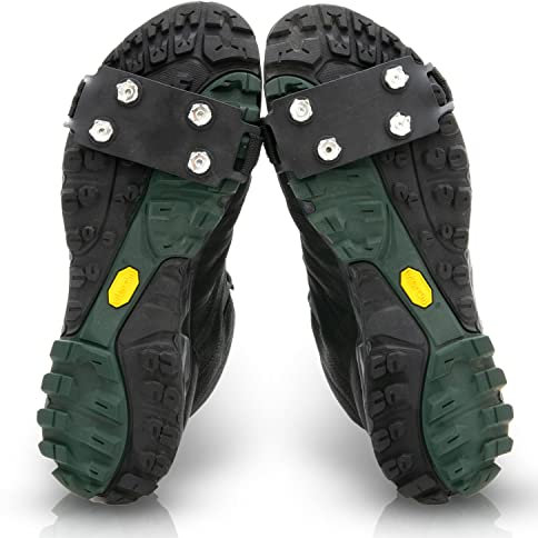 HAFIX® Spikes Schuhspikes Schuhkrallen Anti-Rutsch Schuhe-Spike. Eisstollen für Sicherheit im EIS Schnee Glätte. Stollen Steigeisen Wandern Schuhkralle 1 Paar. 4 Krallen Universalgröße.