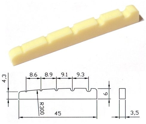 1 x 5 string bass guitar top nut 45mm