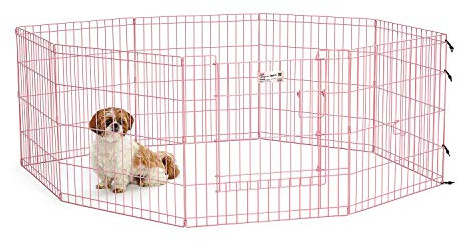 MidWest Homes for Pets 524DRPK Parc d'exercice pliant en métal avec porte, 60,96 x 60,96 cm (l x H) ; Rose