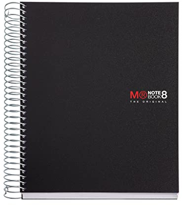 Miquelrius - Quaderno A5, 200 fogli in 8 colori, Carta 70 g/m², Quadretti 5 mm, Copertina in polipropilene 0,8 mm, Spirale 360°, 2 fori, Prodotto in Spagna, Notebook The Original, Nero