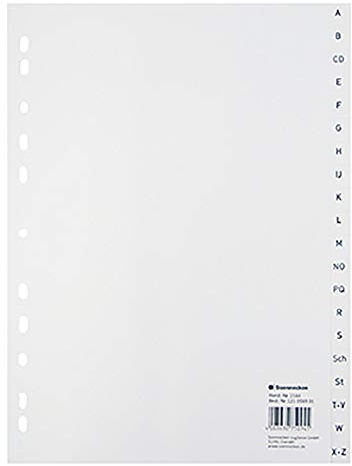 Soennecken Registre en Polypropylène, Blanc Complète Hauteur, Din A4, Intercalaires Classeur, Satzumfang: 20 Feuille, Epaisseur de Bâche Liner : 0,115 mm, 11-fach Perforation, 22,5 X 29,7 cm (B X H)