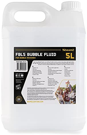 beamz Bubble Machine Fluid 5L, Bubble Liquid 5 Litres Refill Fluid for DJ, Disco, Party, Stage Effect Machines and Kids Events, Non-Toxic Solution