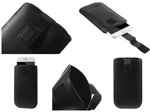 DFVmobile - Etui väska skyddsfodral i konstläder med ryckband och kardborrband för fnac phablet 2 5 hd – svart