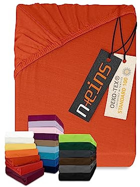 npluseins Sábana bajera ajustable clásica de punto, muchos colores y tamaños, 100% algodón, 159.192, 140-160 x 200 cm, color rojo