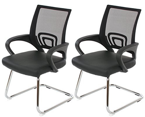 Mendler 2er-Set Konferenzstuhl Ancona, Besucherstuhl, Kunstleder MVG-Zertifiziert - schwarz