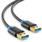 deleyCON 1m USB 3.0 Super Speed Kabel - USB A-Stecker zu USB A-Stecker - Übertragungsraten bis zu 5 Gbit/s - Schwarz/Blau